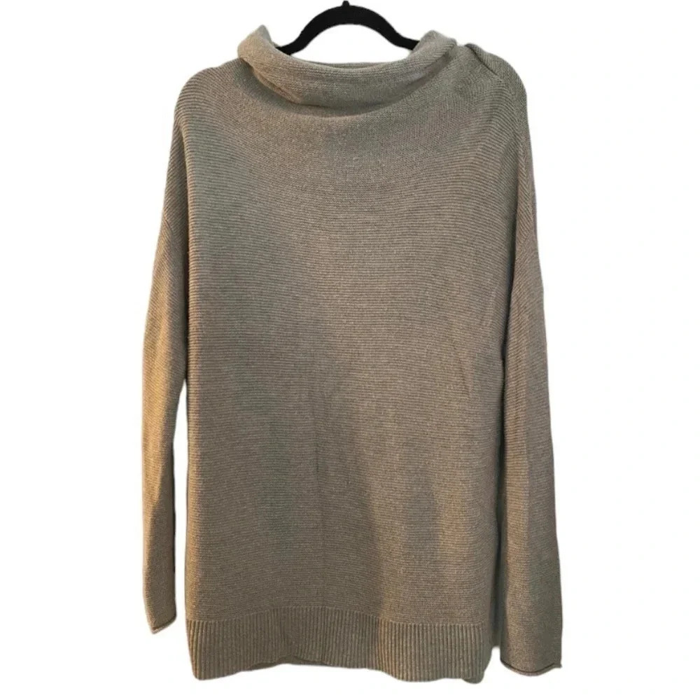 Old Navy Grey ribbed cowl neck long sleeve sweater size large